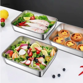  SET  5 HỘP INOX KÈM NẮP NHỰA - Size 13,5 x 6 x 10cm-Sỉ 40k/ set