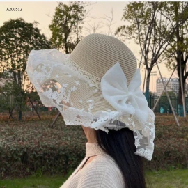 MŨ CÓI TIỂU THƯ PHỐI REN VÀNH RỘNG-Sỉ 67k