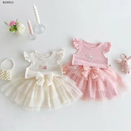 SET ÁO SÁT NÁCH MIX CHÂN VÁY VOAN NƠ-Sỉ giá áo: 97k cv: 120k