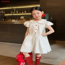 VÁY CỔ SEN KHUY + CHỮ ĐỎ BG- sỉ 197k