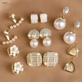 Set 7 đôi bông tai ngọc trai S925 HongKong style - sỉ 198k