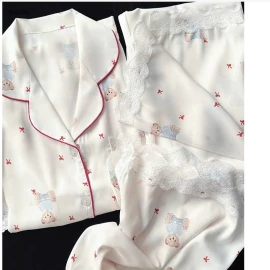 Set 3 chi tiết áo + quần đùi + quần dài lụa  - sỉ 145k