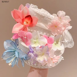 CÀI TÓC VOAN ĐÍNH HOA ĐIỆU ĐÀ CHO BÉ- sỉ 70k/set 2c chọn màu