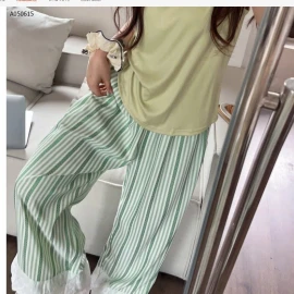 BỘ ÁO 2 DÂY QUẦN DÀI PHỐI REN CHO NỮ  - sỉ 206k