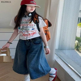 ÁO THUN CHỮ MIX JEANS LỠ ỐNG RỘNG-Sỉ giá  áo: 132k / quần: 185k 