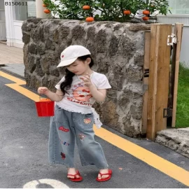 SET ÁO THUN KITTY MIX QUẦN JEAN HOẠT HÌNH BG-sỉ áo: 123k  quần: 177k 