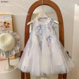 VÁY SÁT NÁCH  HOA PHỐI REN CHO BÉ   - sỉ 163k