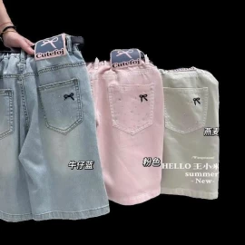 Quần short jean phối nơ siêu xinh - sỉ 130k