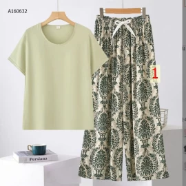 SET ÁO CỘC TAY PHỐI QUẦN SUÔNG CHO NỮ  - sỉ 165k