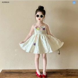 VÁY 2 DÂY ĐÍNH HOA BG - sỉ 245k