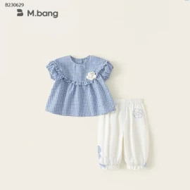 Bộ áo sơ mi kẻ sọc kèm quần hoa nhà M.bang -Sỉ 230k