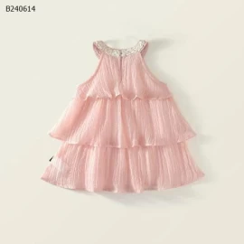 Váy xòe hồng hở vai cho bé gái nhà PREMIUM ICON-Sỉ 136K