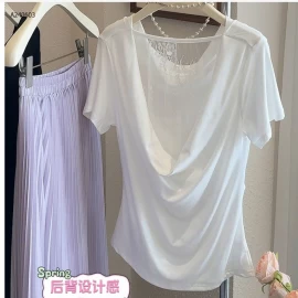 ÁO CỔ ĐỔ HỞ LƯNG PHỐI REN ANNA- sỉ 147k