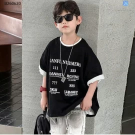 ÁO THUN ĐEN IN CHỮ-Sỉ  sz 100-140: 127k  sz 150-160: 136k 