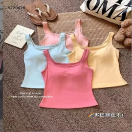  ÁO 2 DÂY TRƠN MÀU KÈM ĐỆM NGỰC- sỉ 87k