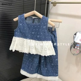 SÉT BBD JEANS NƠ PHỐI REN - sỉ 220k