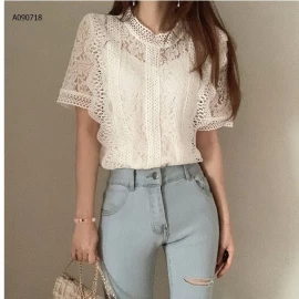 ÁO SƠ MI REN CỔ TRÒN NỮ- sỉ 135k