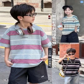 ÁO PHÔNG KẺ AMBB BÉ TRAI -Sỉ 123K