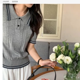 Áo len POLO dệt kim tay ngắn cổ -Sỉ giá 187k