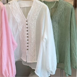 ÁO SƠ MI DÀI TAY CỔ V ANNA - sỉ 200k