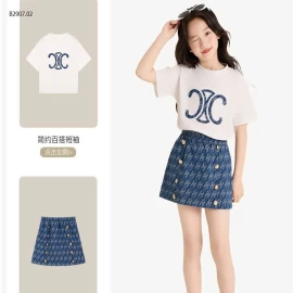 SET ÁO PHÔNG MIX CHÂN VÁY BÉ GÁI - Sỉ giá áo sz 100-160: 169k; sz 170:179k/ cv sz 100-160: 239k; sz 170: 259k