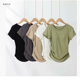 ÁO THUN NỮ CỔ TRÒN KÈM BRA NHÚN EO  - sỉ 145k