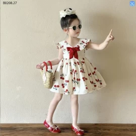 VÁY SÁT NÁCH HỌA TIẾT QUẢ CHERRY BG- sỉ 233k