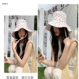 Mũ vải vành tròn chấm bi hàn quốc  - sỉ 98k