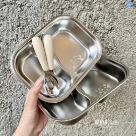 KHAY INOX KÈM THÌA SIÊU XINH E MỚI VỀ NHA- sỉ 69k/set