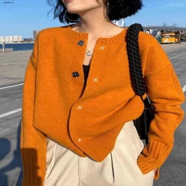 Áo len cardigan dệt kim cổ tròn -Sỉ 165k