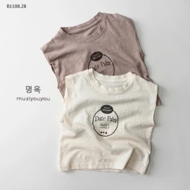 Áo thun  cotton tre  không tay in hình phong cách Hàn Quốc -Giá sỉ 110k