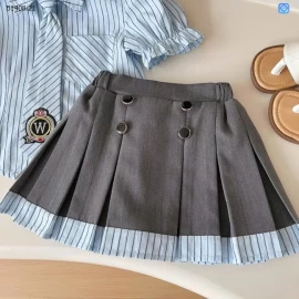 SET ÁO SƠ MI KẺ MIX CV XẾP LY BG - sỉ 187k