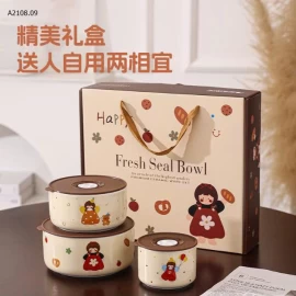 SET 3 HỘP ĐỰNG CƠM GỐM SỨ DONA HOME DECOR  - sỉ 135k/set 
