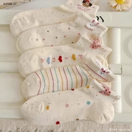 SET 10 ĐÔI TẤT CỔ NGẮN CUTE CHO NỮ-Giá sỉ 55k/sét 10 đôi mix mẫu