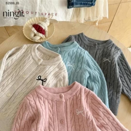 ÁO LEN CARDIGAN THÊU NƠ NINGLI BG -Giá sỉ 125k