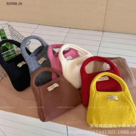 TÚI XÁCH ĐAN LEN TRƠN MÀU -Giá sỉ 82k