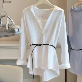 ÁO SƠ MI DÀI TAY KÈM BELT + 2 DÂY ANNA- sỉ 176k