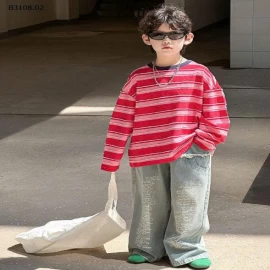 SET ÁO KẺ DÀI TAY MIX QUẦN JEAN CHỮ-Giá sỉ áo: 135k  quần: 169k