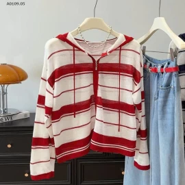 ÁO KẺ KÉO KHOÁ ANNA  - sỉ 180k