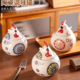 Set 3 hũ sứ đựng gia vị hình chú gà- Giá sỉ 250k/3 hũ
