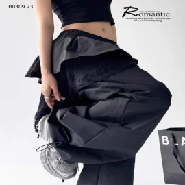 Quần dài ống rộng ren nhiều lớp thiết kế đơn giản- sỉ 183k