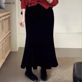 CHÂN VÁY NHUNG MIDI PHỐI REN- sỉ 162k