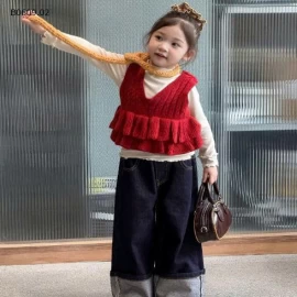 SET ÁO GILE LEN ĐỎ + ÁO GIỮ NHIỆT + QUẦN JEAN BG-Giá sỉ  áo gile len đỏ : 138k  áo trong: 107k  quần: 198k 