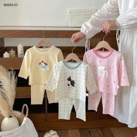 BỘ NGỦ DÀI TAY MẶC NHÀ CHO BÉ-Giá sỉ  136k