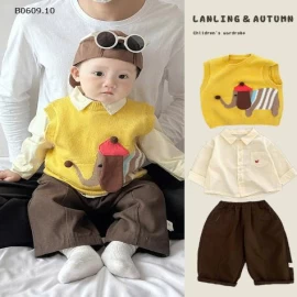 SÉT GILE LEN VOI VÀNG 3 CHI TIẾT -Giá sỉ  gile len 131k  sơ mi 107k  quần 112k 