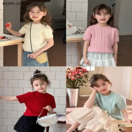 Áo dệt kim ngắn tay bé gái AMBB -Giá sỉ 90-150: 126k      160: 137k
