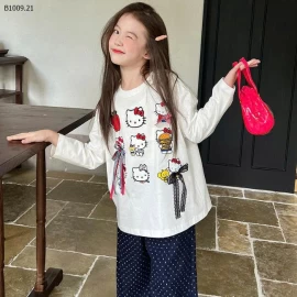  ÁO PHÔNG KITTY DÀI TAY BG -Giá sỉ 90-130: 55k      140-170: 65k