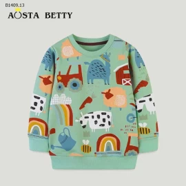 Áo nỉ trẻ em phong cách Âu Mỹ in họa tiết hoạt hình -Giá sỉ 108k