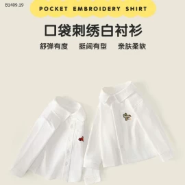 Áo sơ mi trẻ em thêu dài tay cho bé -Giá sỉ 172k