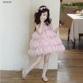 Váy công chúa cổ yếm màu hồng cho bé gái-Giá sỉ 358k